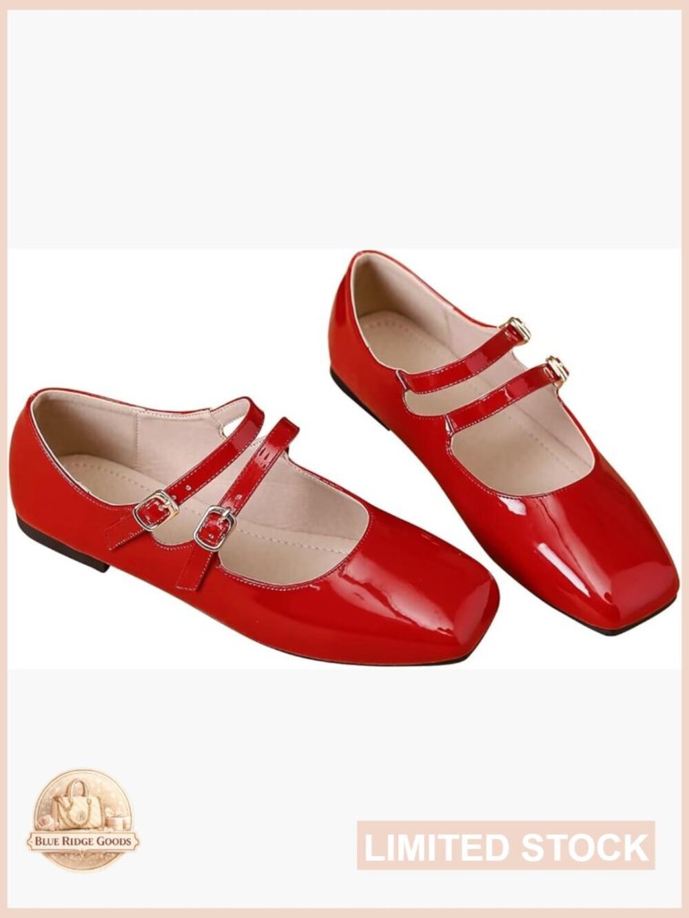 Leather Mary Jane Flats Square Toe Ankle Strap Ballet Shoes Comfortable